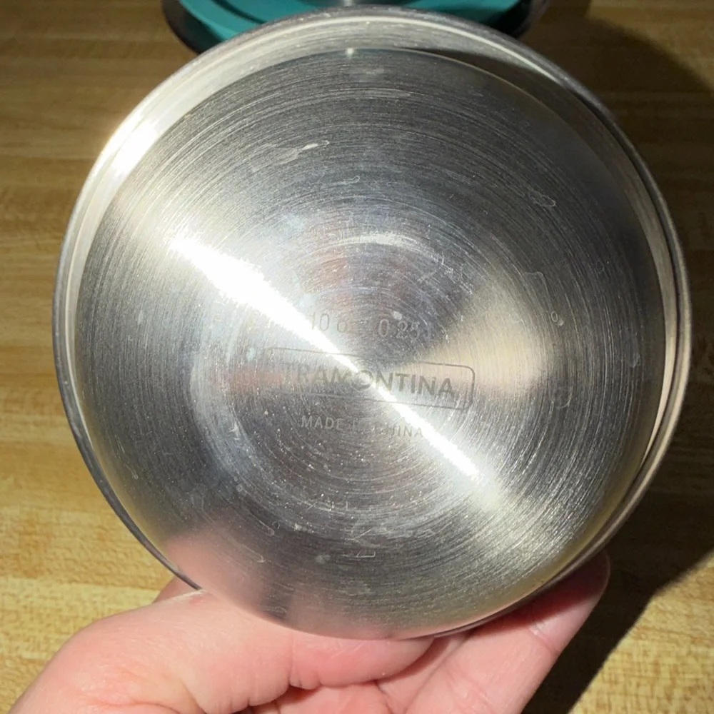Set of 3 Tramontina Stainless Steel Mixing Bowls with Teal Lids‎